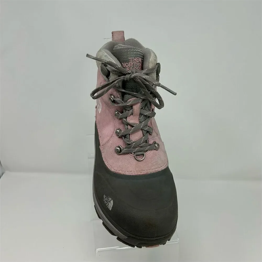 The North Face Youth Insulated Snow Boots Pink Gray Size 4 Waterproof **FLAW**